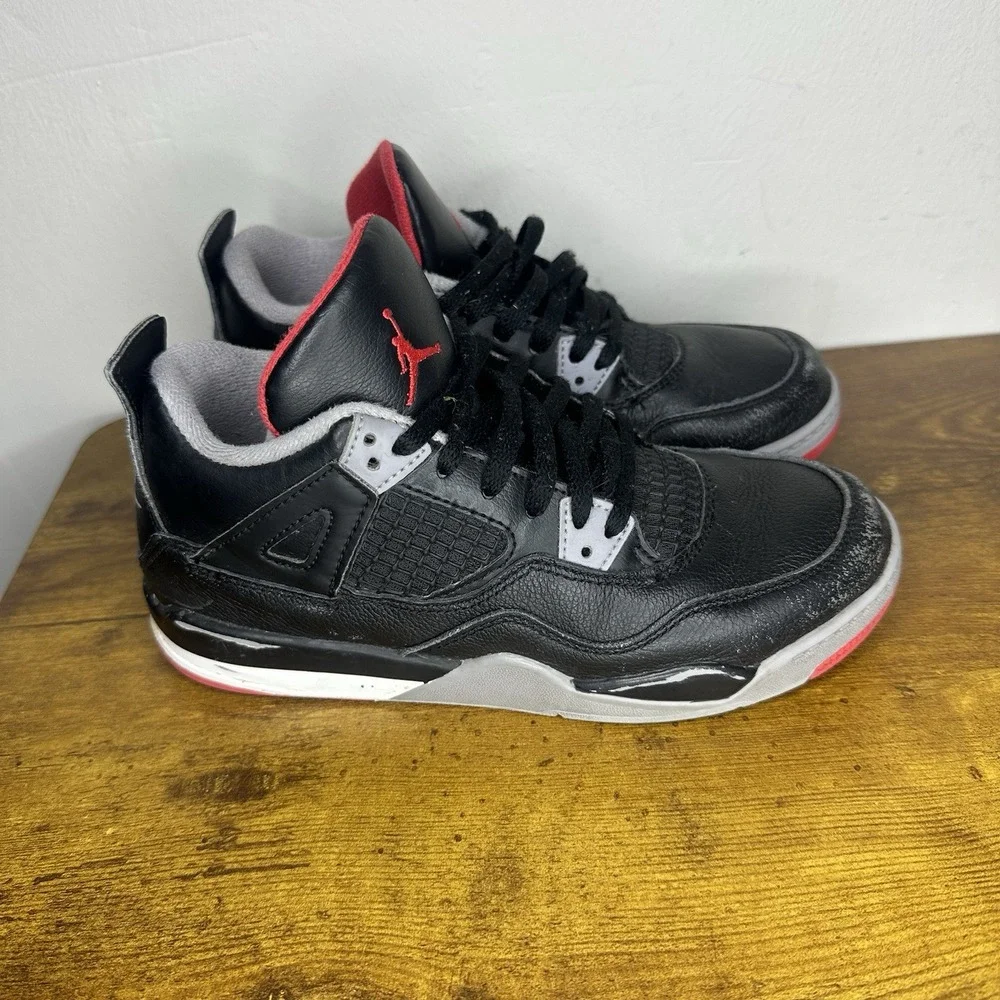 Nike Air Jordan 4 Bred Reimagined Black Cement BQ7669-006 Size PS 3Y